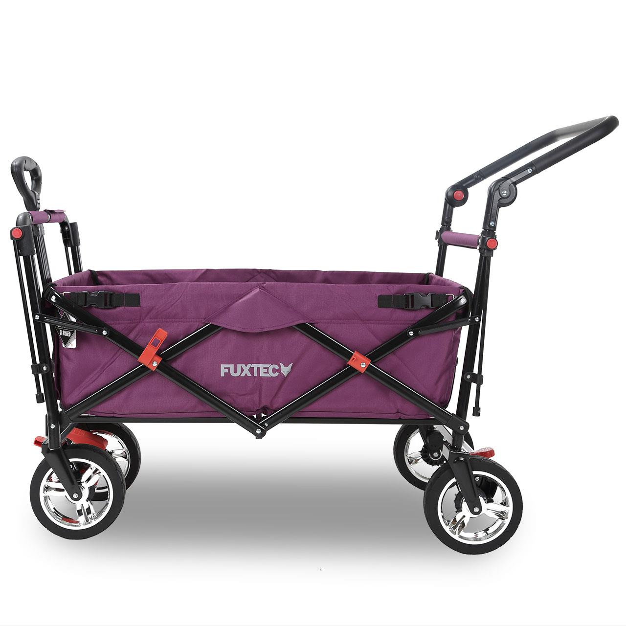 Rucní vozík FUXTEC FX-CT800 se slunecní stríškou chránenou proti UV zárení, tlacným madlem a vnitrním rozšírením