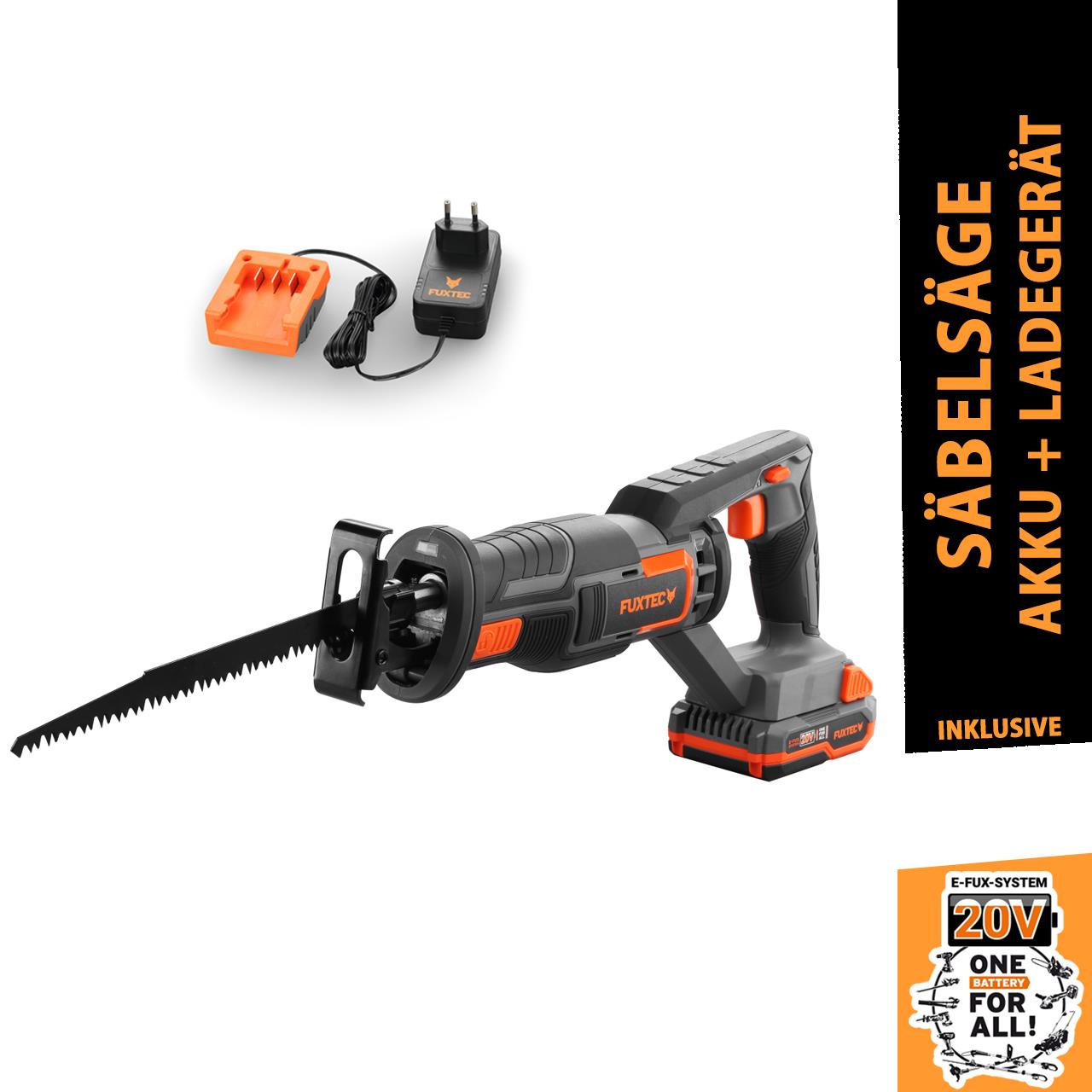 Akumulátorová prímocará pila FUXTEC 20V FX-E1SS20 SET s 1 x akumulátorem 2Ah, 1 x nabíjeckou 1A
