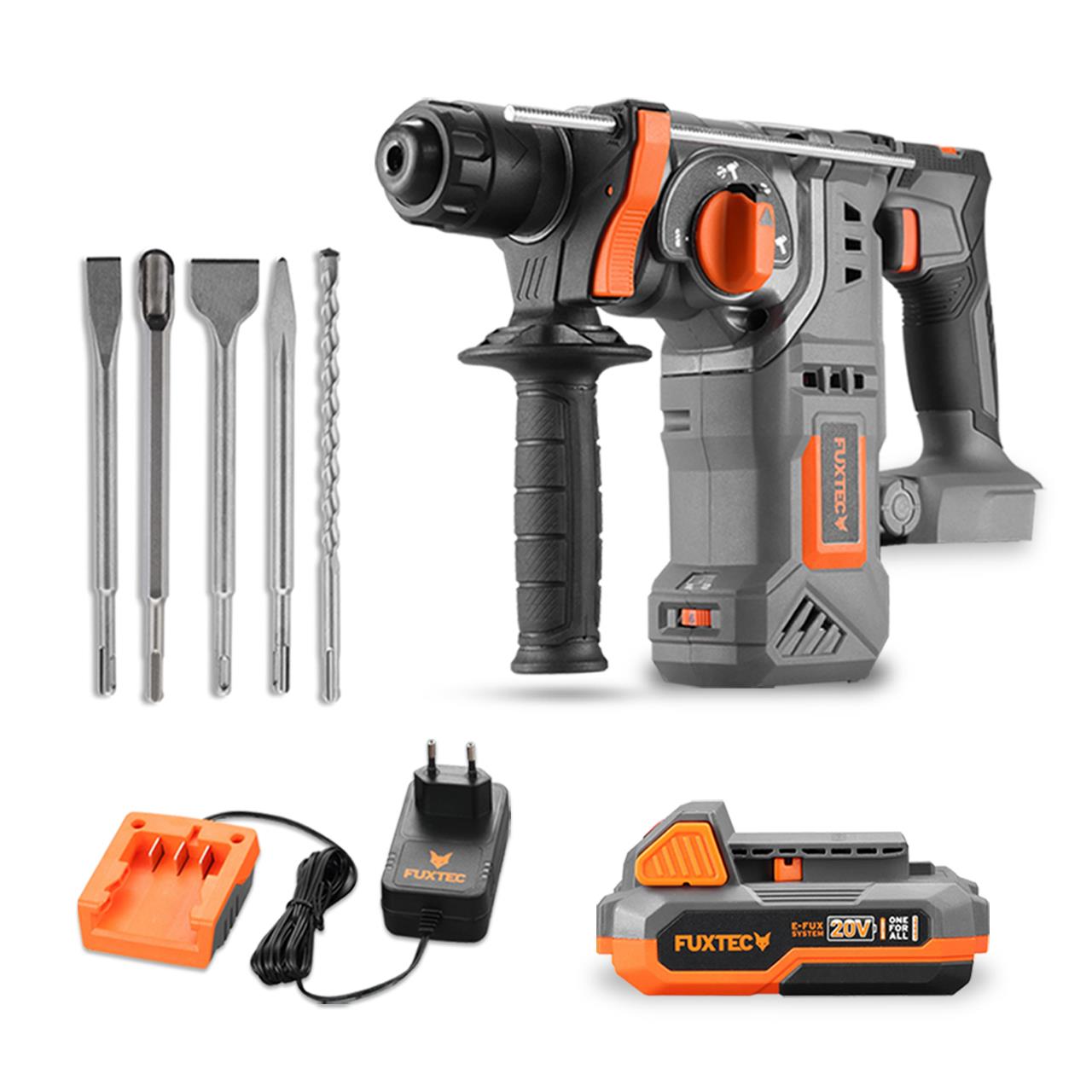 20V akumulátorové rotacní kladivo FX-E1RH20 a sada sekácu
