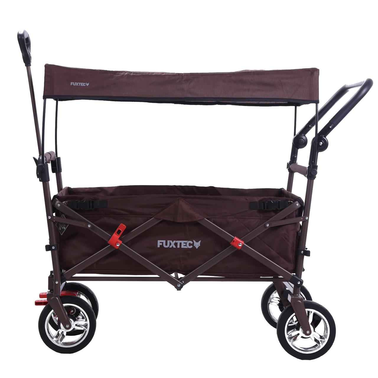 Rucní vozík FUXTEC FX-CT700 se slunecní stríškou chránenou proti UV zárení a prídavnou rukojetí na tlacení