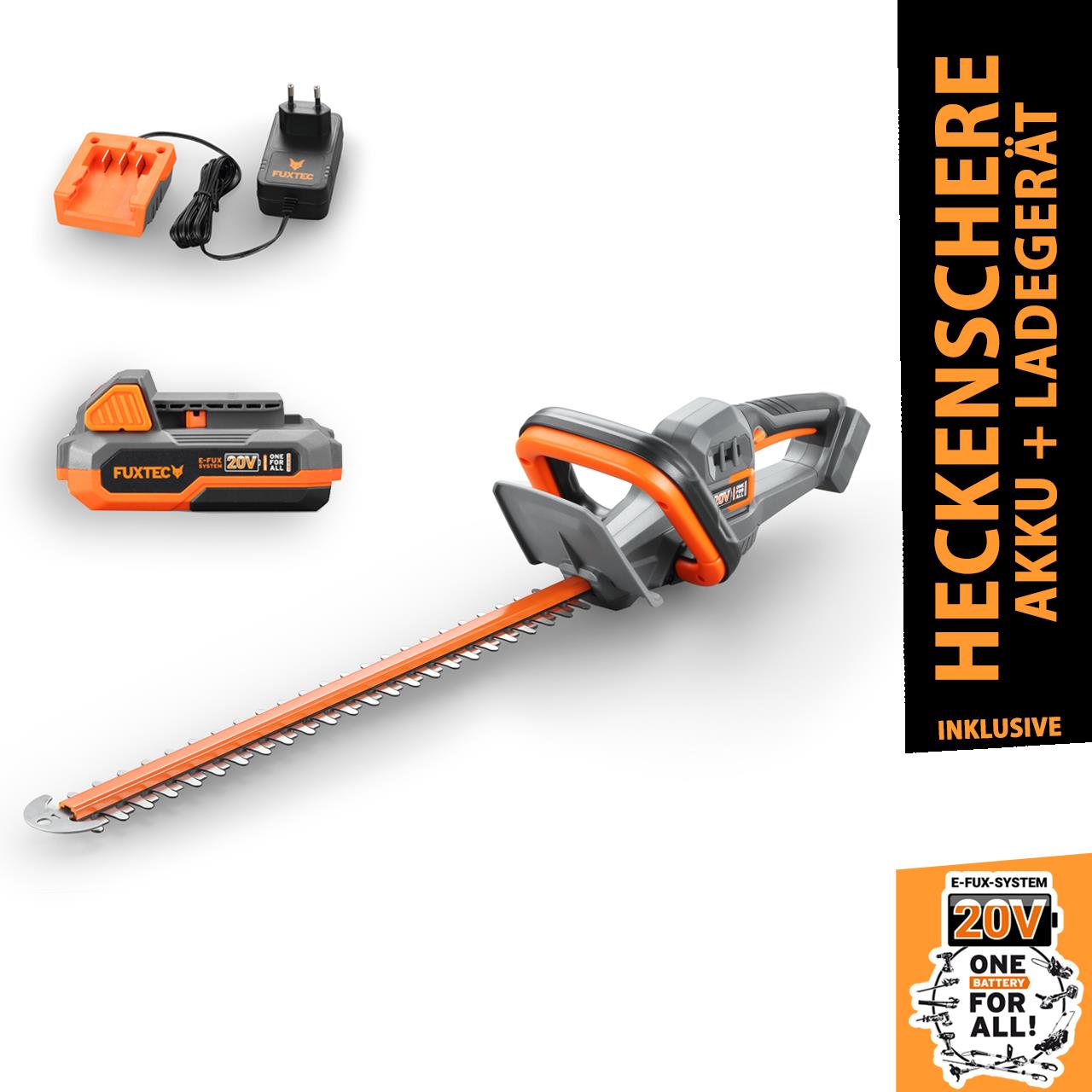 Akumulátorové nužky na živý plot FUXTEC 20V FX-E1HS20 SET s 1 x akumulátorem 2Ah, 1 x nabíjeckou 1A