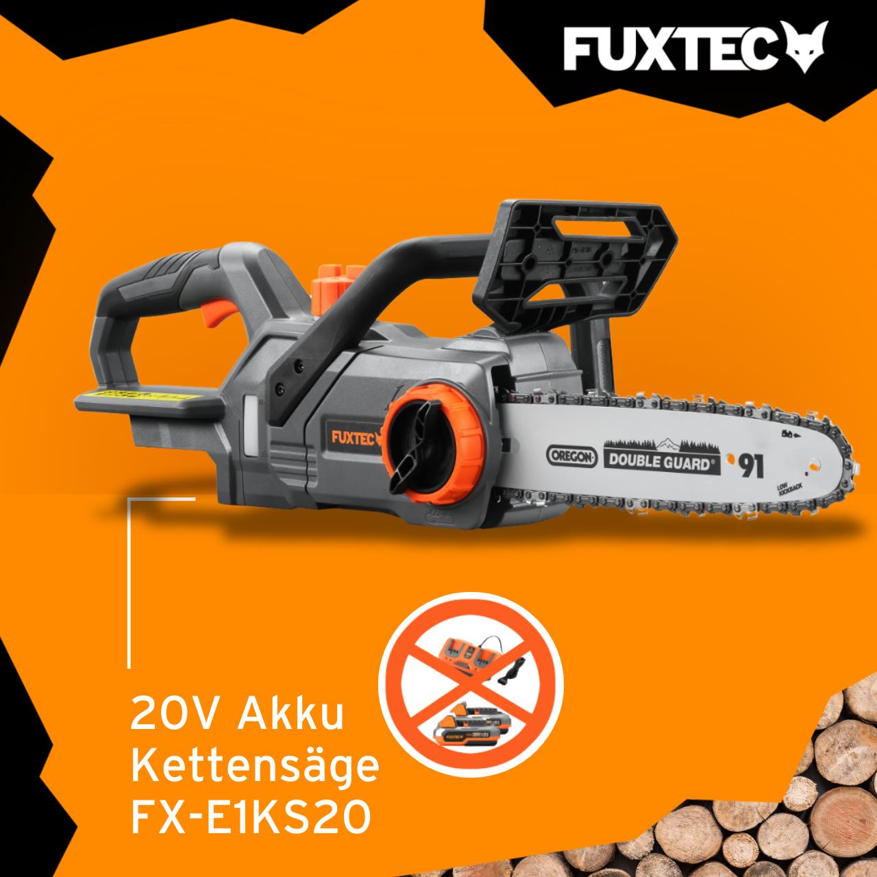 Akumulátorová retezová pila FUXTEC 20V FX-E1KS20 bez akumulátoru, bez nabíjecky