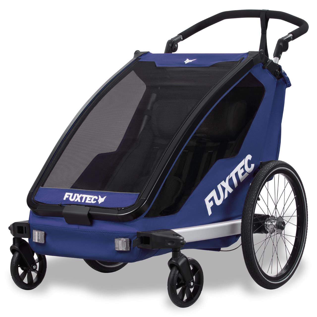Prívesný vozík za jízdní kolo FUXTEC FX-FA1-SET-BLAU s koleckem pro jogging