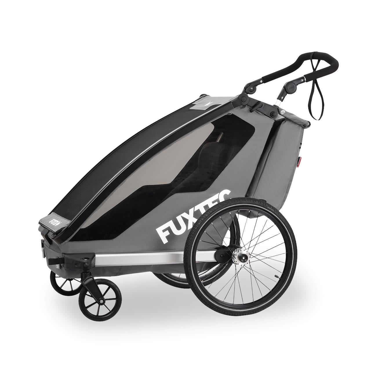 Prívesný vozík za jízdní kolo FUXTEC FX-FA1-SET-GRAY s koleckem pro jogger
