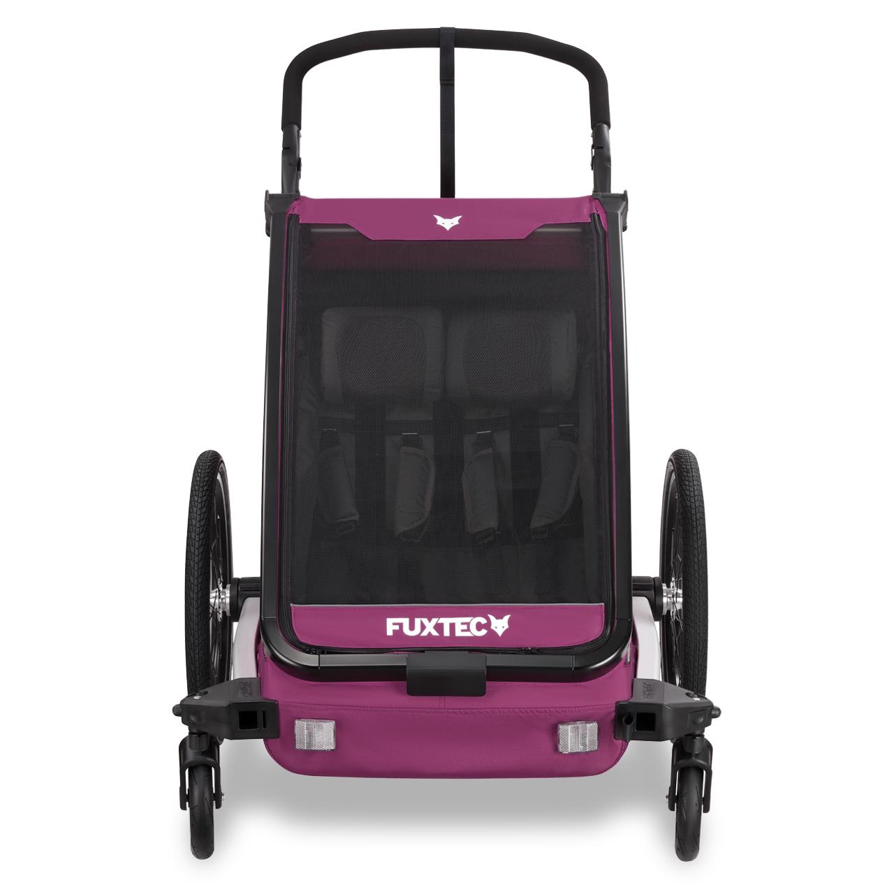 Prívesný vozík za jízdní kolo FUXTEC FX-FA1-SET-PURPUR s koleckem pro jogger