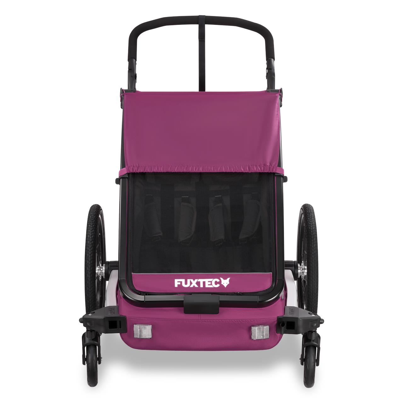 Prívesný vozík za jízdní kolo FUXTEC FX-FA1-SET-PURPUR s koleckem pro jogger