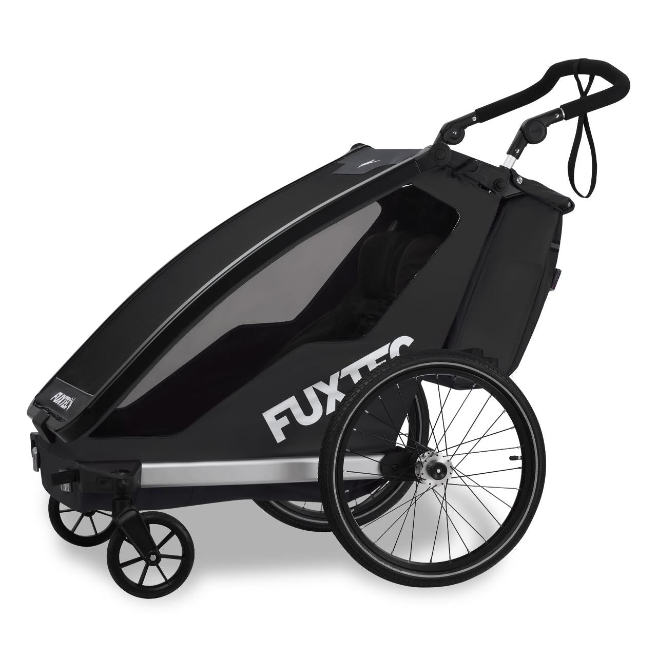 Prívesný vozík za jízdní kolo FUXTEC FX-FA1-SET-SCHWARZ s koleckem pro jogger