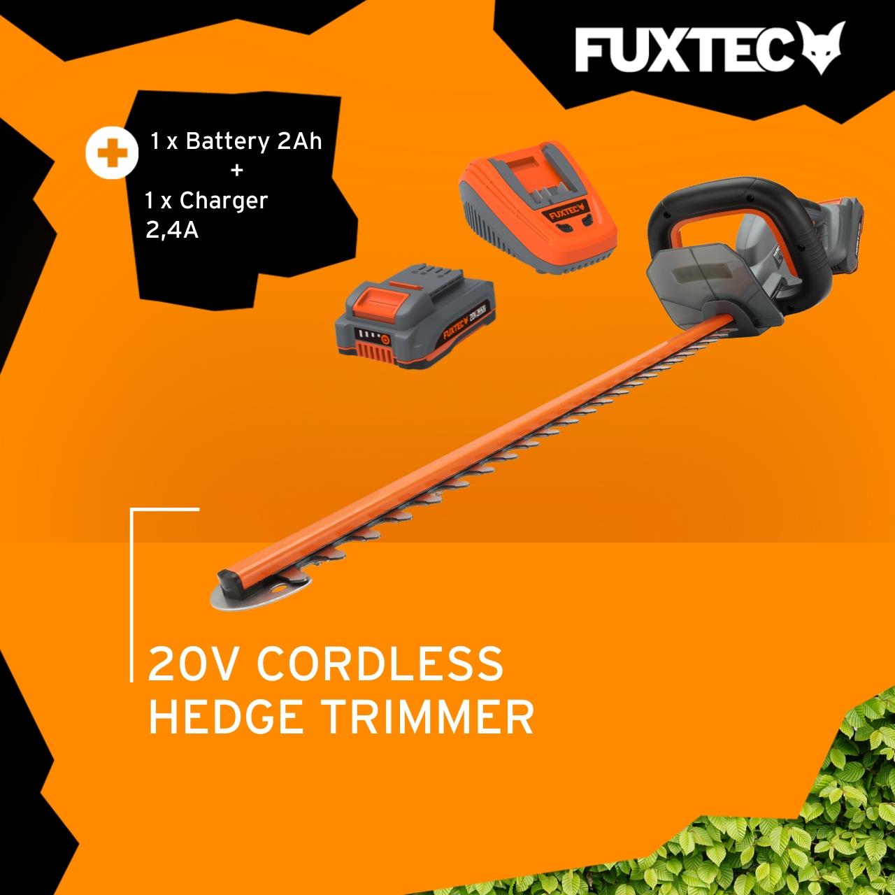 Akumulátorové nužky na živý plot FUXTEC FX-HT20 SET - délka lišty 52 cm