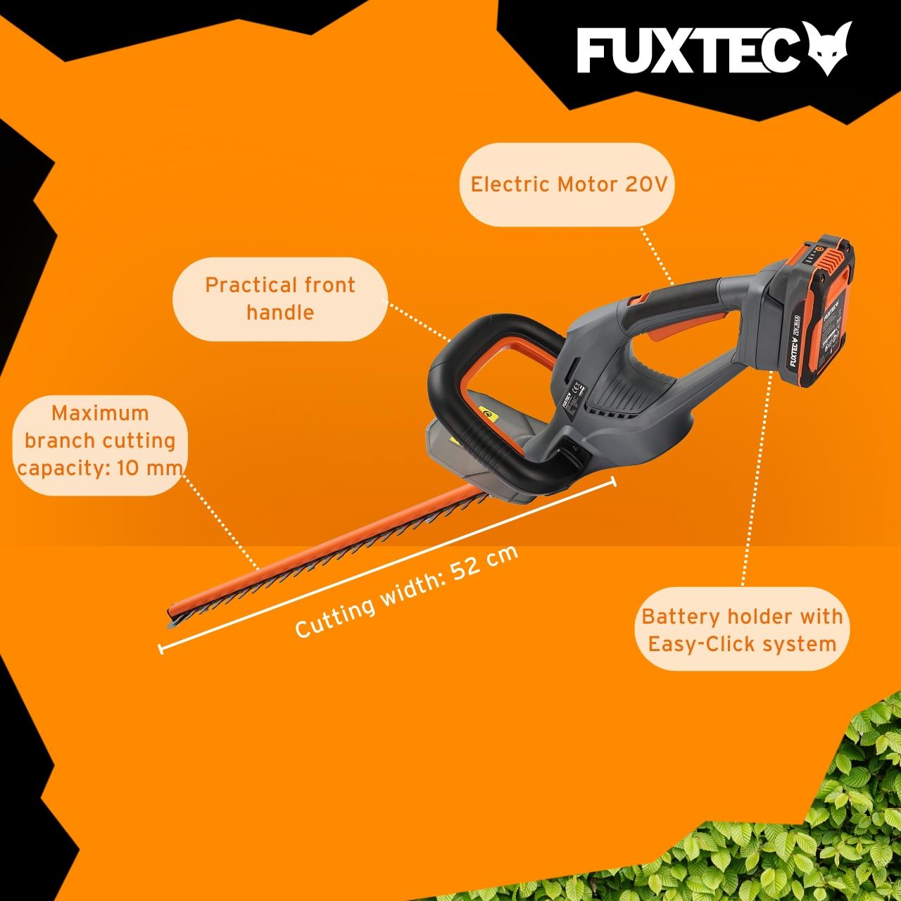 Akumulátorové nužky na živý plot FUXTEC FX-HT20 SET - délka lišty 52 cm